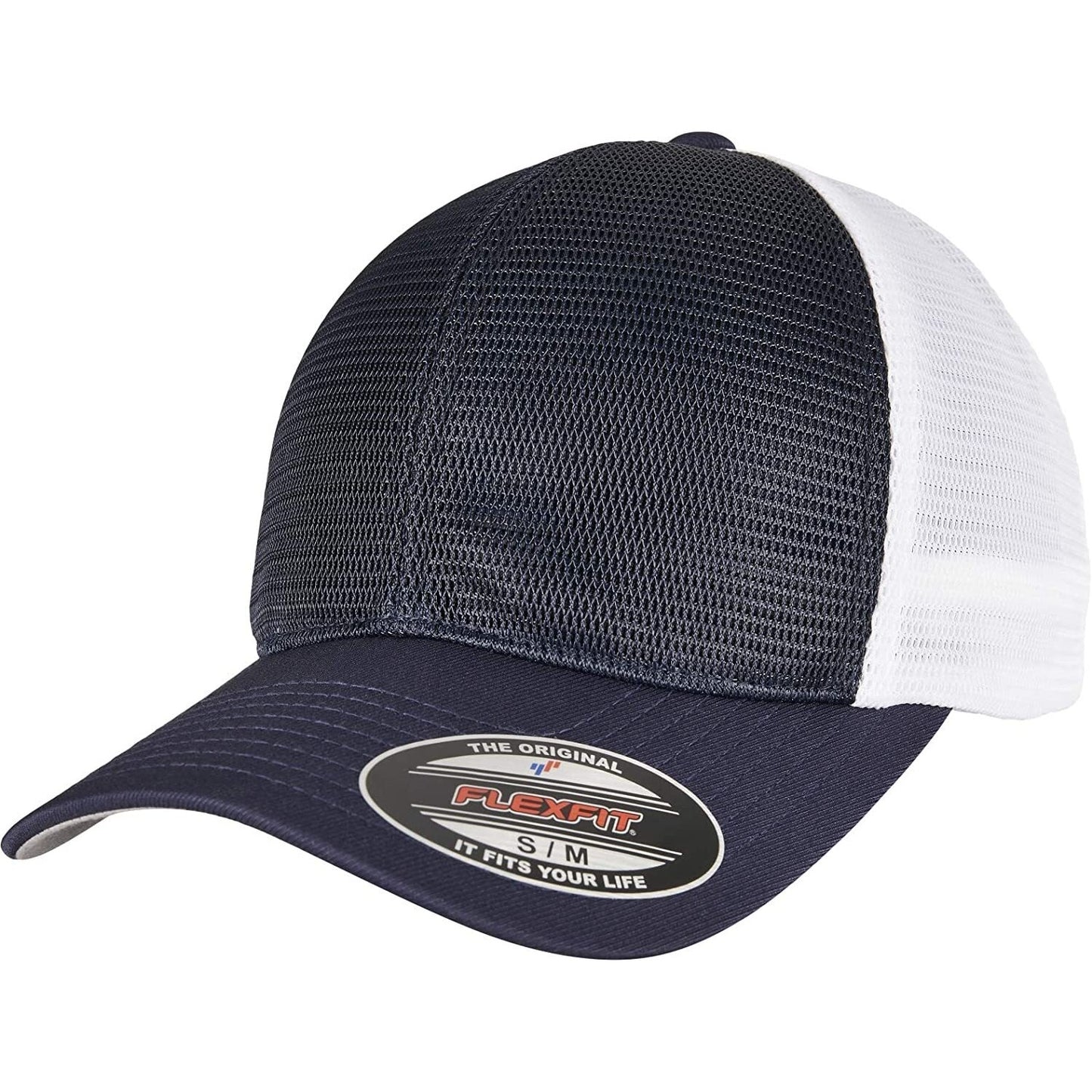 Navy-White - Front - Flexfit Unisex Adult Omnimesh Mesh Two Tone Cap