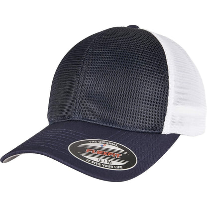 Navy-White - Front - Flexfit Unisex Adult Omnimesh Mesh Two Tone Cap