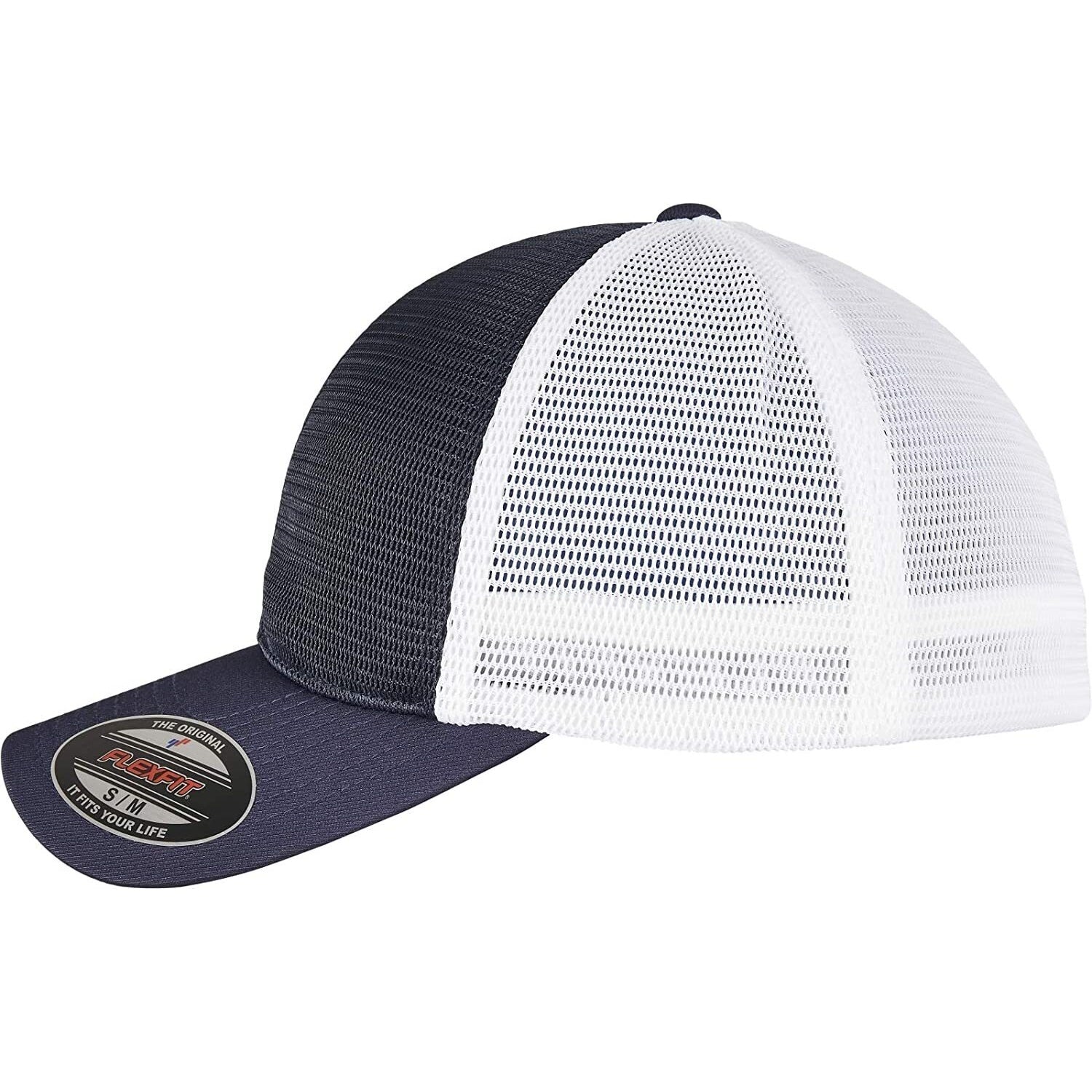 Navy-White - Side - Flexfit Unisex Adult Omnimesh Mesh Two Tone Cap