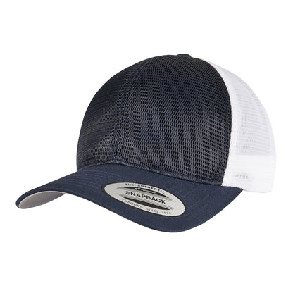 Navy-White - Front - Flexfit Unisex Adult 360 Omnimesh Mesh Two Tone Cap