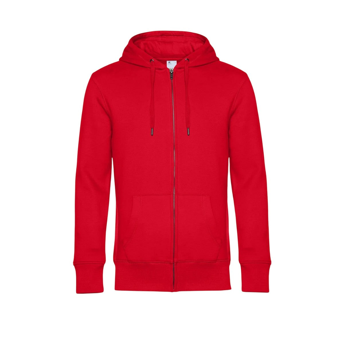 Red - Front - B&C Mens King Zipped Hoodie