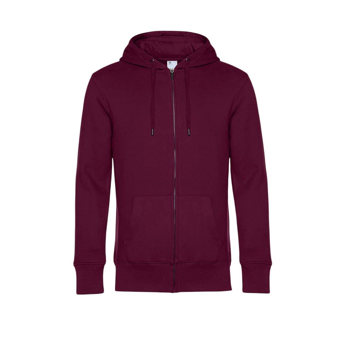Dark Cherry - Front - B&C Mens King Zipped Hoodie