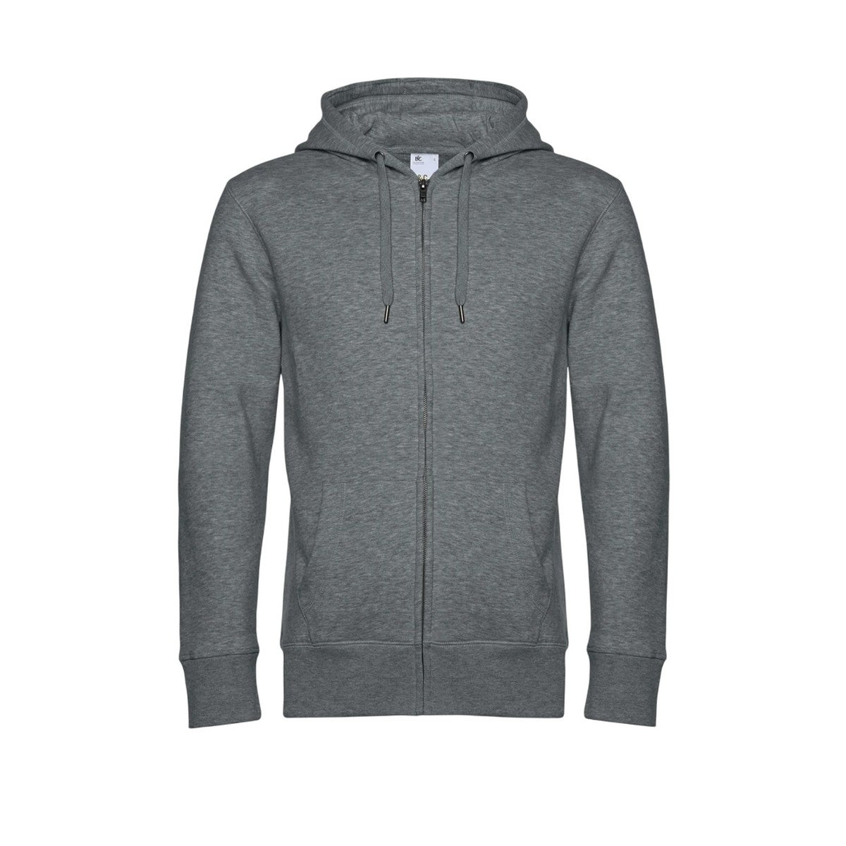 Mid Grey Heather - Front - B&C Mens King Zipped Hoodie