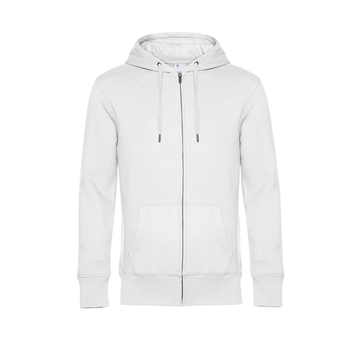 White - Front - B&C Mens King Zipped Hoodie