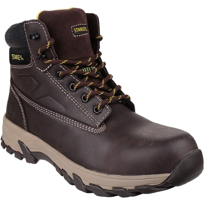 Brown - Front - Stanley Mens Tradesman Leather Safety Boots