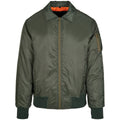Dark Olive - Front - Build Your Brand Mens Collared Bomber Jacket