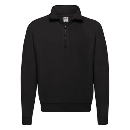 Black - Front - Fruit of the Loom Mens Classic 80-20 Zip Neck Sweatshirt