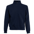 Deep Navy - Front - Fruit of the Loom Mens Classic 80-20 Zip Neck Sweatshirt