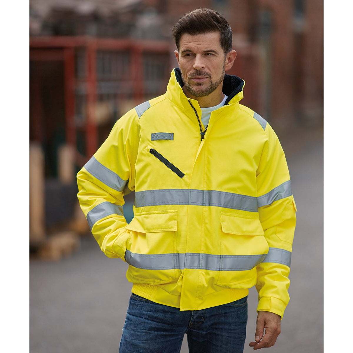 Hi-Vis Heavyweight Fleece Jacket (Hvk08) With Logo – Free Logo