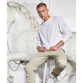 White - Back - Build Your Brand Mens Organic Ribbed Cuff Sweatshirt