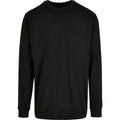 Black - Front - Build Your Brand Mens Organic Ribbed Cuff Sweatshirt