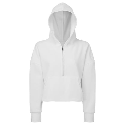 White - Front - TriDri Womens-Ladies Half Zip Hoodie