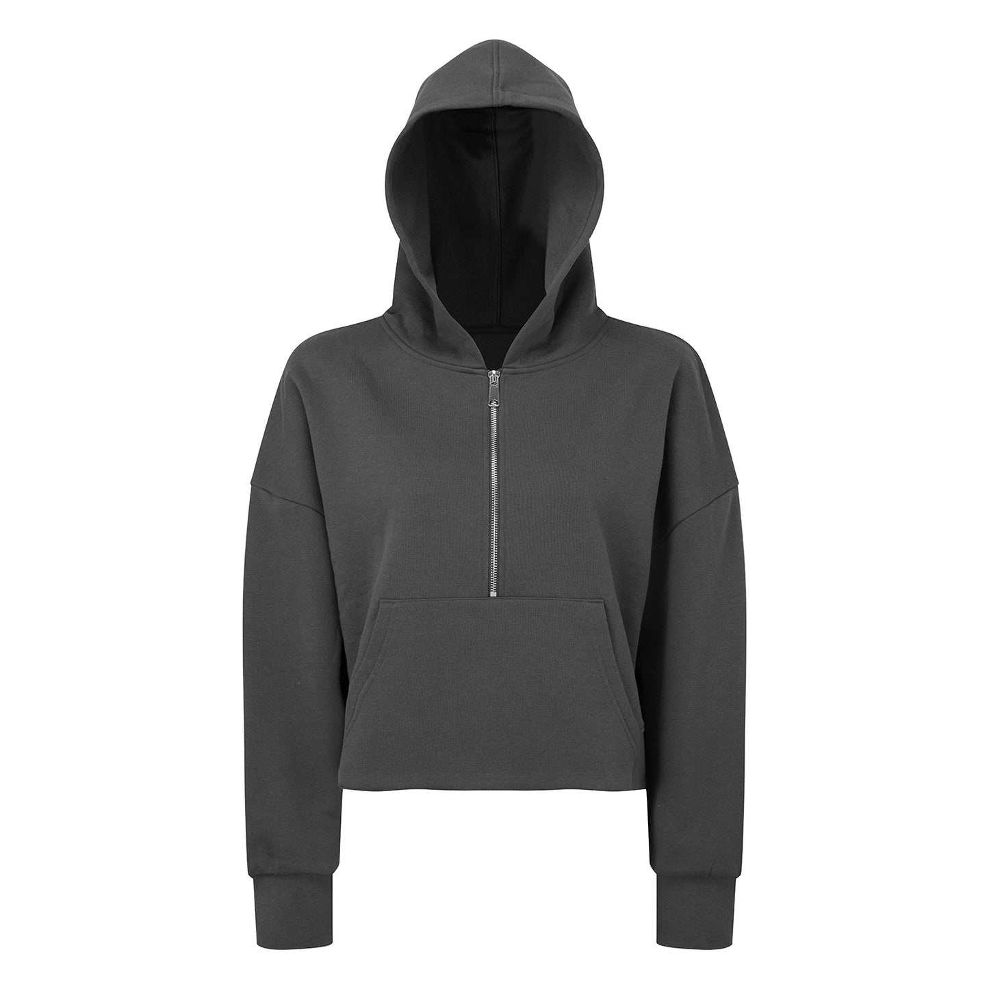 Charcoal - Front - TriDri Womens-Ladies Half Zip Hoodie