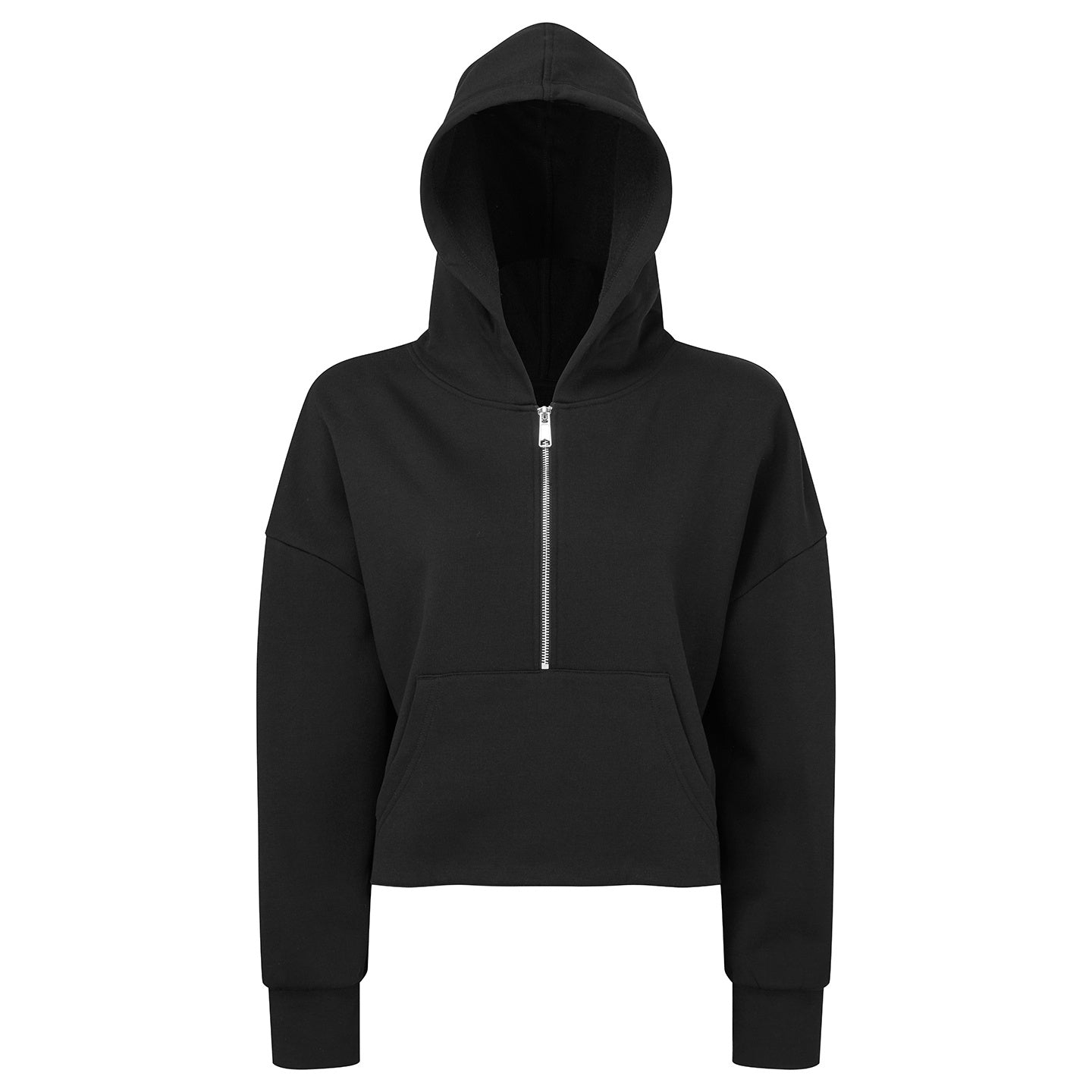 Black - Front - TriDri Womens-Ladies Half Zip Hoodie