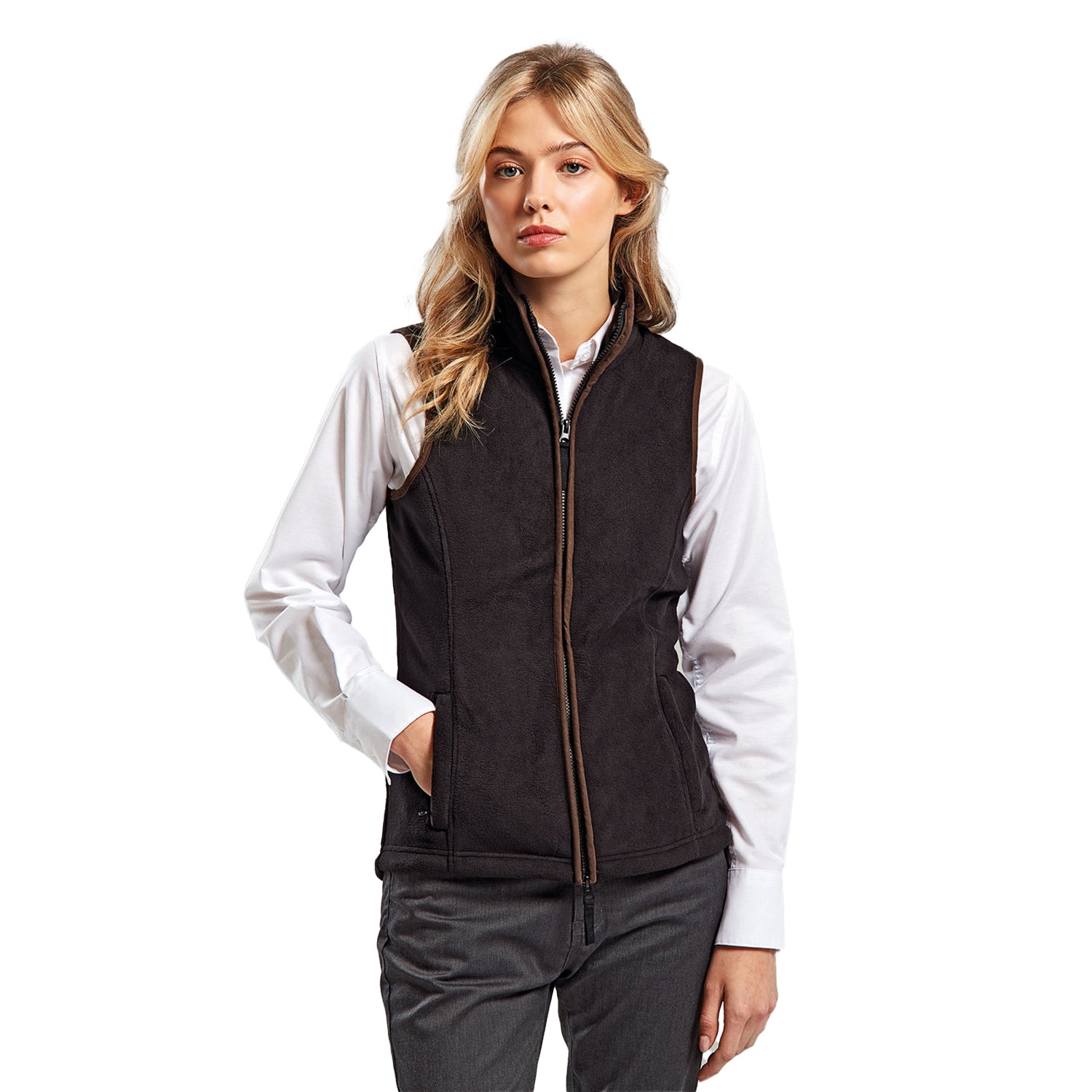 Black-Brown - Side - Premier Womens-Ladies Artisan Fleece Gilet