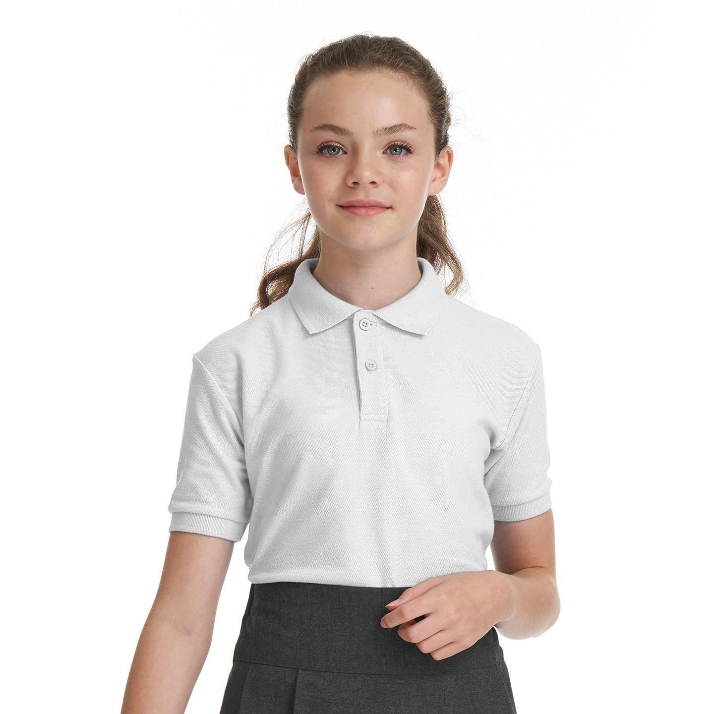 White - Back - Awdis Childrens-Kids Academy Polo Shirt