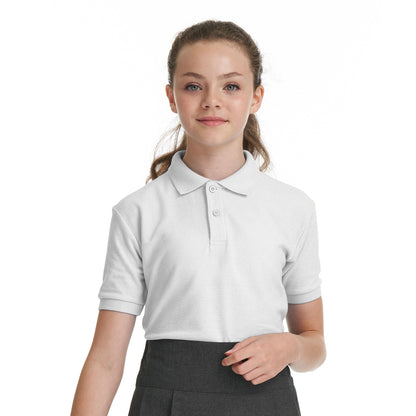 White - Back - Awdis Childrens-Kids Academy Polo Shirt