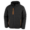 Black-Orange - Front - Result Genuine Recycled Mens Compass Padded Jacket