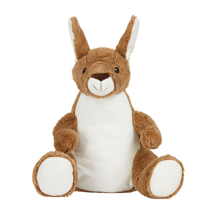 Brown-White - Front - Mumbles Zippie Kangaroo Plush Toy