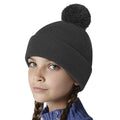 Black - Back - Beechfield Childrens-Kids Original Pom Pom Beanie