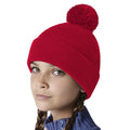 Classic Red - Back - Beechfield Childrens-Kids Original Pom Pom Beanie