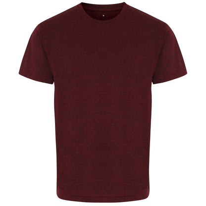 Burgundy-Black Melange - Front - TriDri Mens Performance T-Shirt