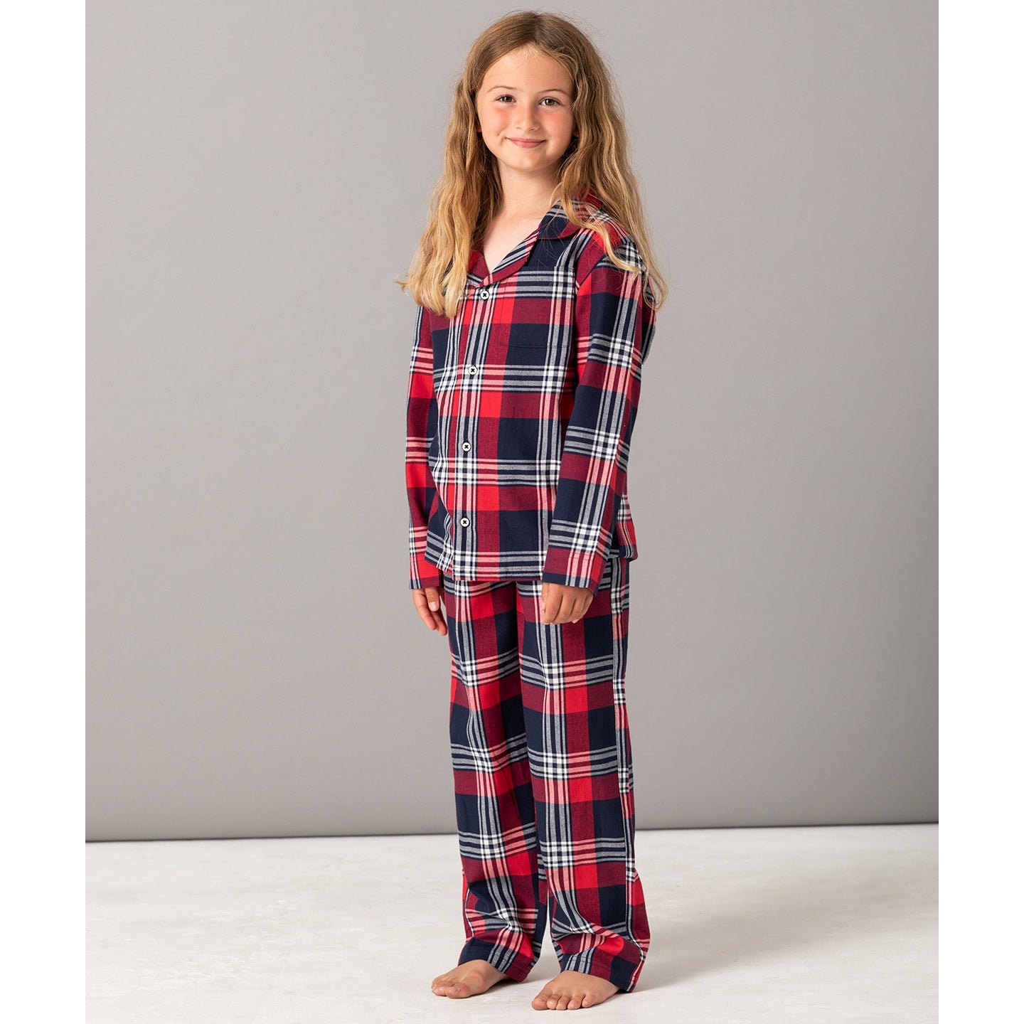 Red-Navy - Back - SF Minni Childrens-Kids Tartan Pyjama Set