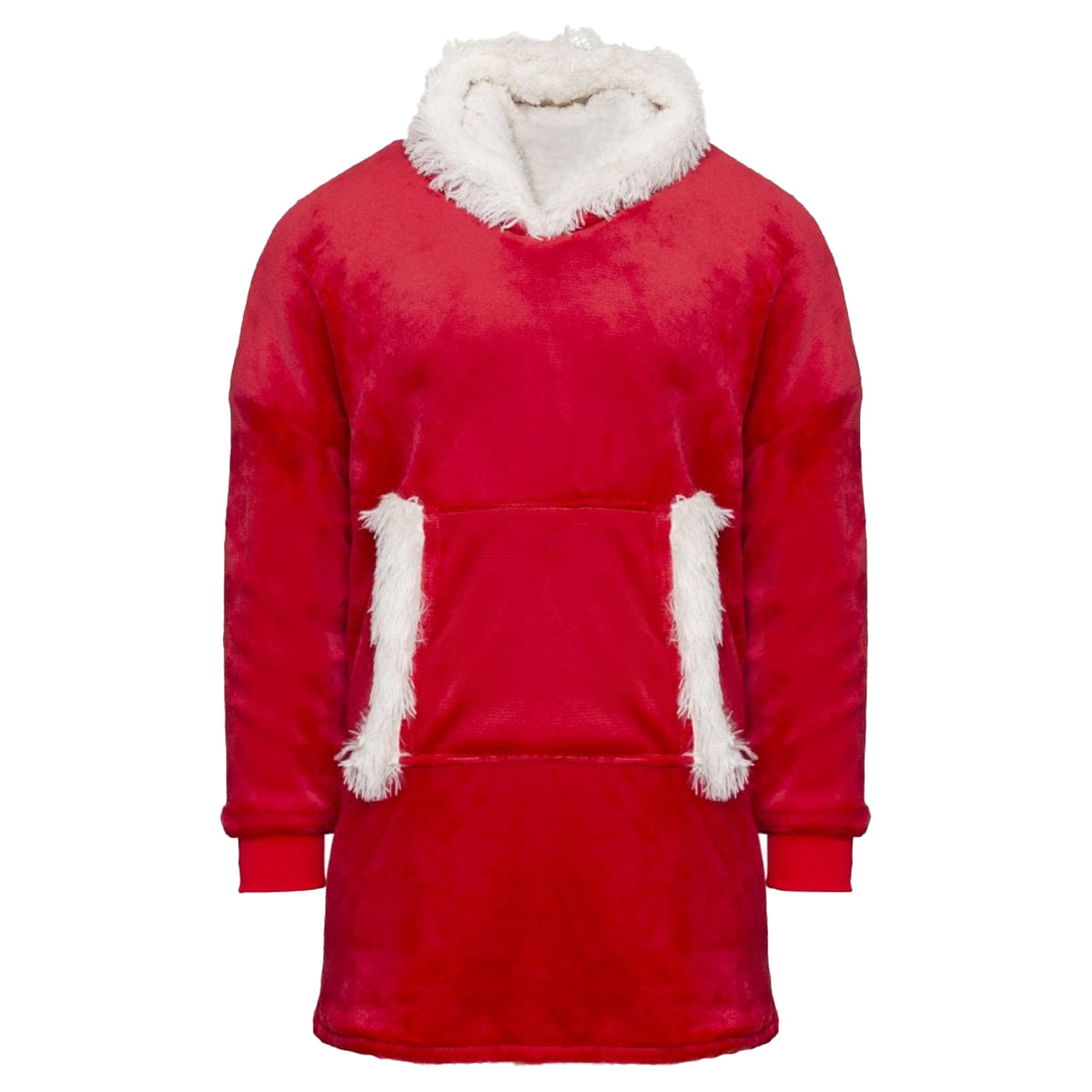 Red-White - Front - Ribbon Unisex Adult Reversible Oversized Hoodie