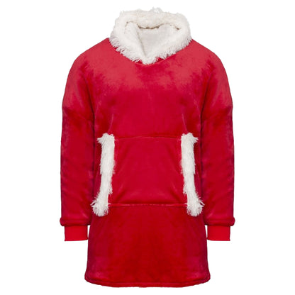 Red-White - Front - Ribbon Unisex Adult Reversible Oversized Hoodie