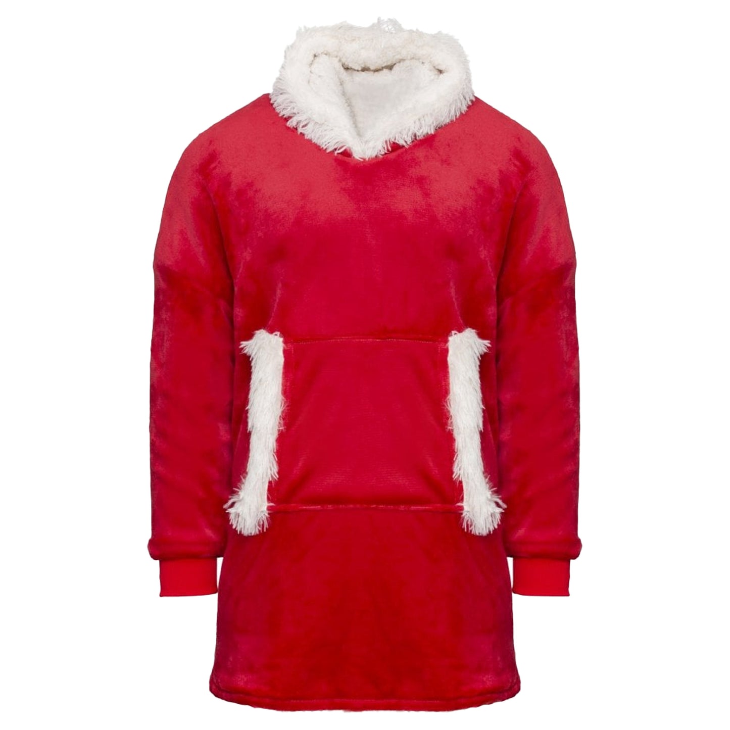 Red-White - Front - Ribbon Unisex Adult Reversible Oversized Hoodie