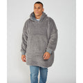 Grey - Back - Ribbon Unisex Adult Sherpa Reversible Oversized Hoodie