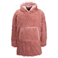 Pink - Front - Ribbon Unisex Adult Sherpa Reversible Oversized Hoodie