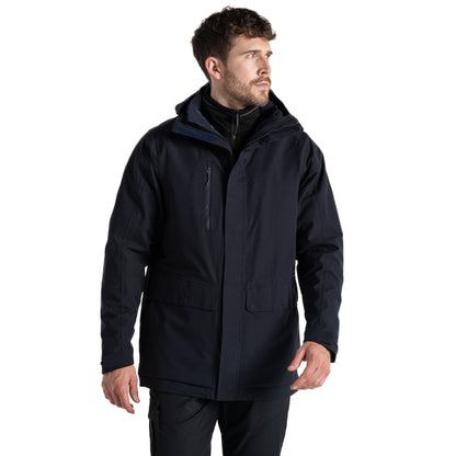 Navy - Side - Craghoppers Mens Expert Kiwi Pro Stretch 3 in 1 Waterproof Jacket