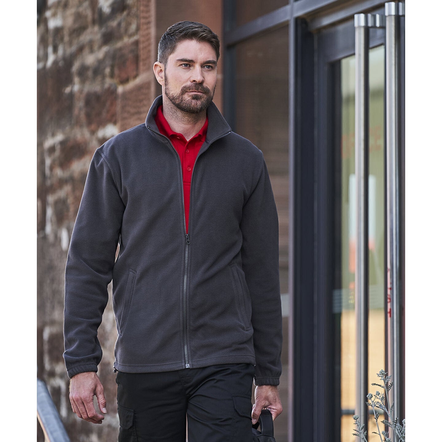 Charcoal - Back - PRO RTX Mens Pro Fleece Jacket