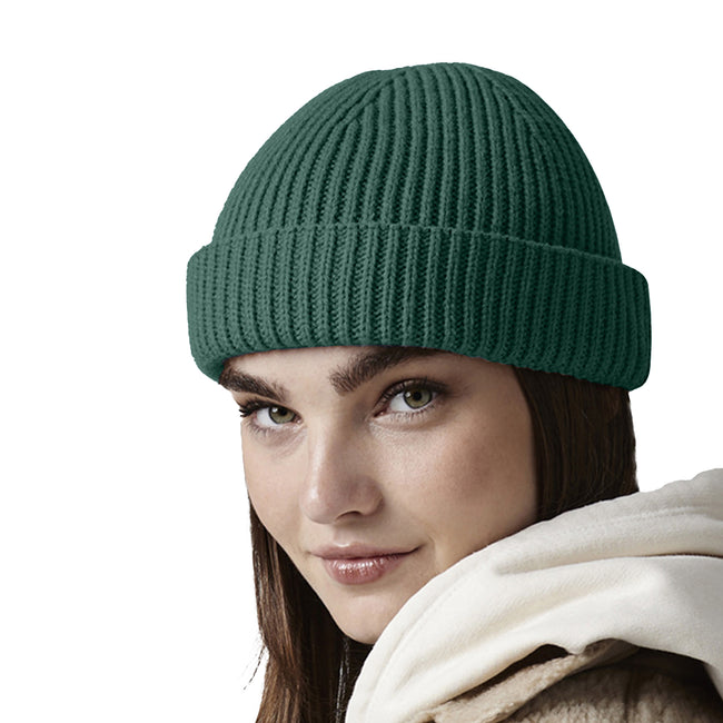 Marine Green - Side - Beechfield Unisex Adult Harbour Fisherman Beanie
