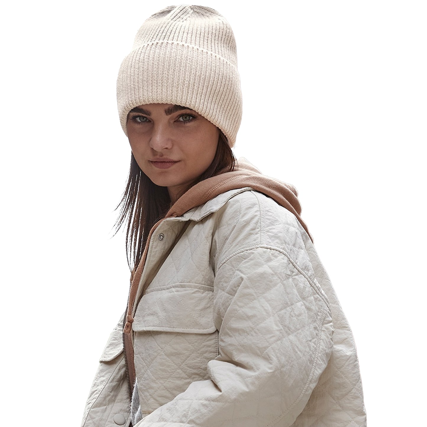 Oatmeal - Back - Beechfield Unisex Adult Cuffed Oversized Beanie