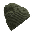 Olive - Front - Beechfield Unisex Adult Cuffed Oversized Beanie
