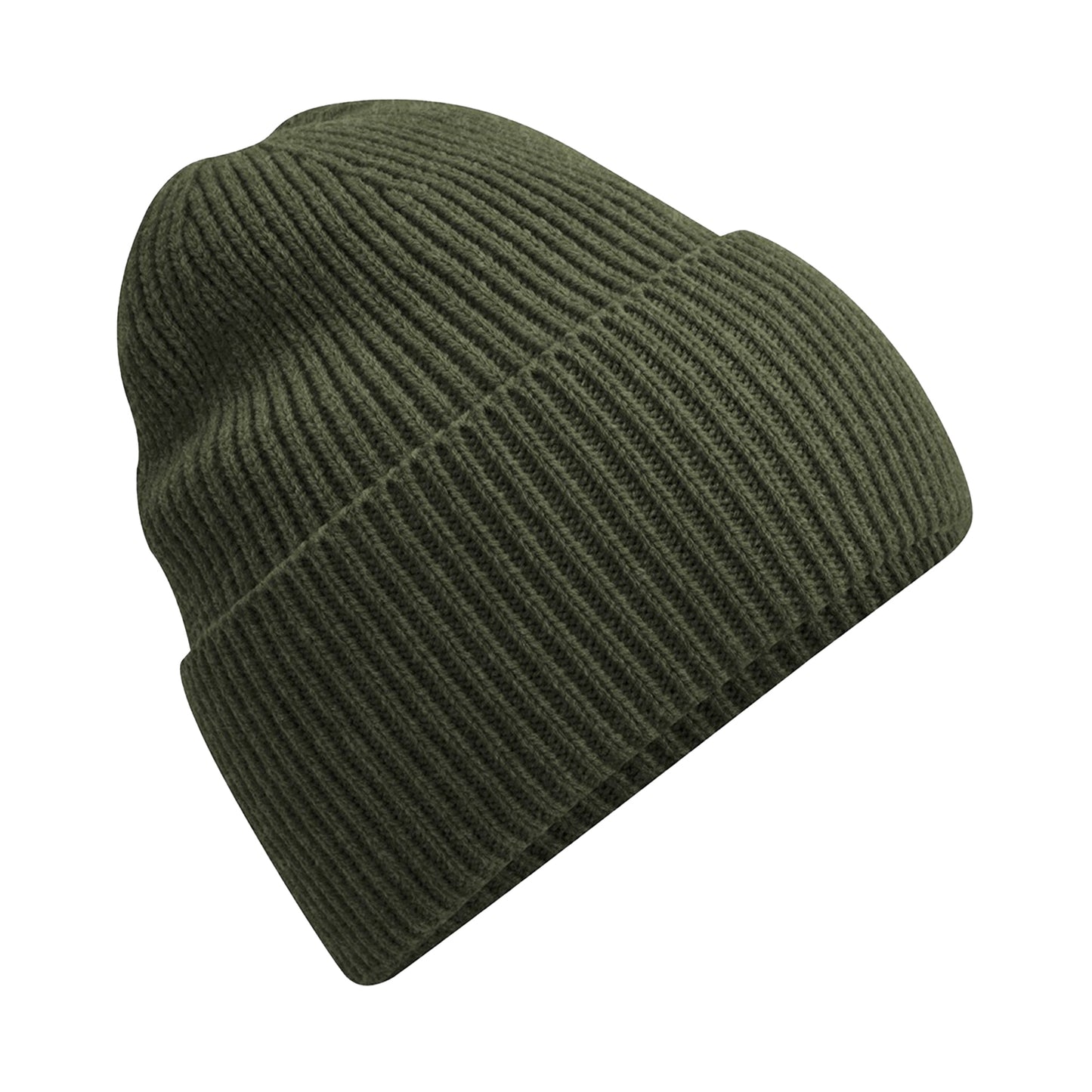 Olive - Front - Beechfield Unisex Adult Cuffed Oversized Beanie