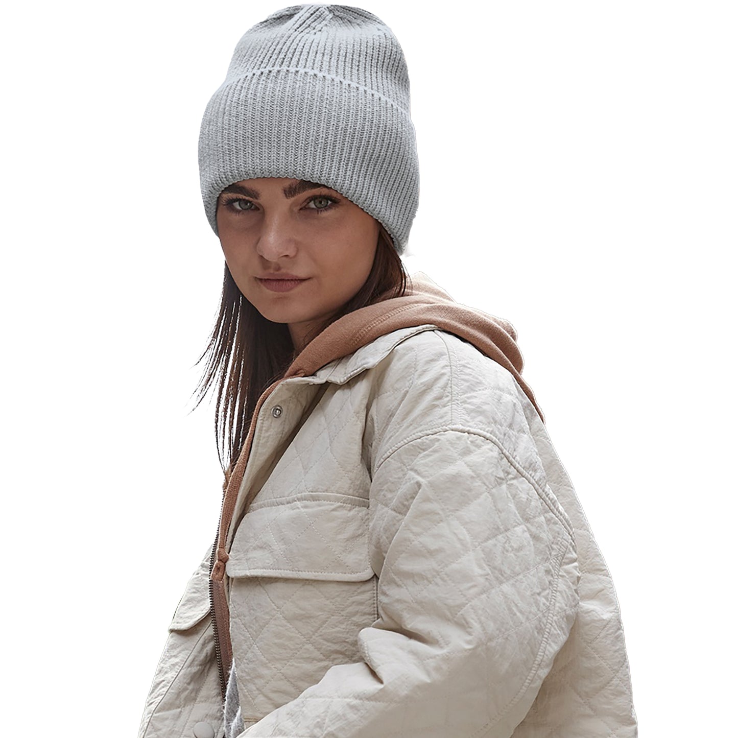 Light Grey - Back - Beechfield Unisex Adult Cuffed Oversized Beanie