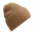 Biscuit Beige - Front - Beechfield Unisex Adult Cuffed Oversized Beanie