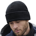 Black - Back - Beechfield Unisex Adult Cuffed Fleece Beanie