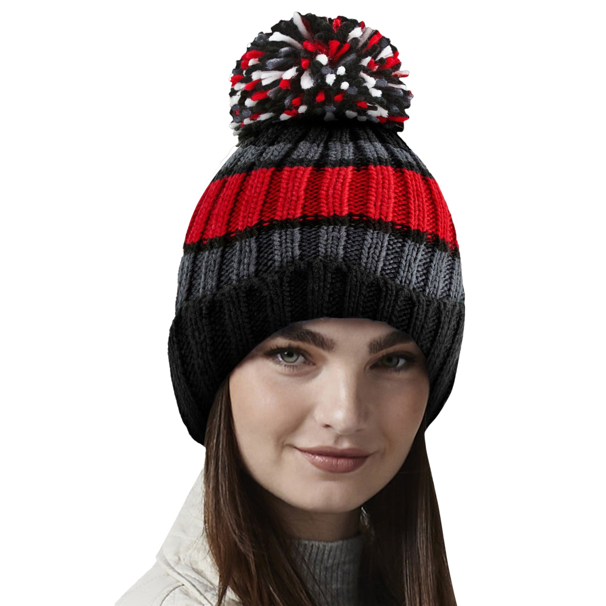 Blueberry Cheesecake - Side - Beechfield Unisex Adult Hygge Striped Beanie