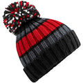 Black-Cherry-Charcoal - Front - Beechfield Unisex Adult Hygge Striped Beanie