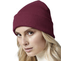 Burgundy - Side - Beechfield Unisex Adult Original Cuffed Organic Cotton Beanie