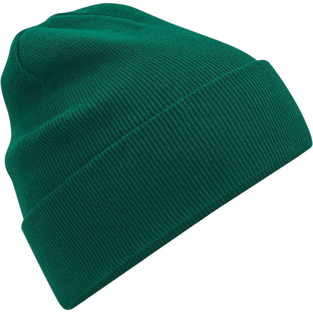 Bottle Green - Front - Beechfield Unisex Adult Original Cuffed Organic Cotton Beanie