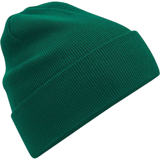 Bottle Green - Front - Beechfield Unisex Adult Original Cuffed Organic Cotton Beanie