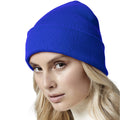 Bright Royal Blue - Side - Beechfield Unisex Adult Original Cuffed Organic Cotton Beanie