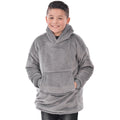 Grey - Side - Ribbon Childrens-Kids Sherpa Reversible Oversized Hoodie