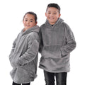 Grey - Lifestyle - Ribbon Childrens-Kids Sherpa Reversible Oversized Hoodie