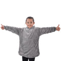 Grey - Close up - Ribbon Childrens-Kids Sherpa Reversible Oversized Hoodie